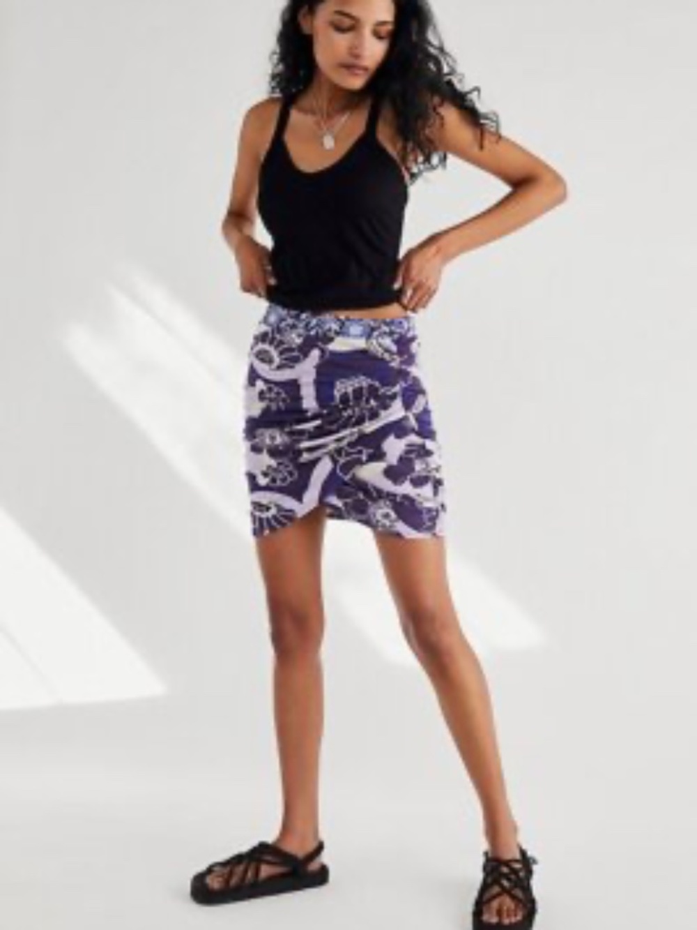 Free People Something Else Ruched Floral Mini Skirt Medium